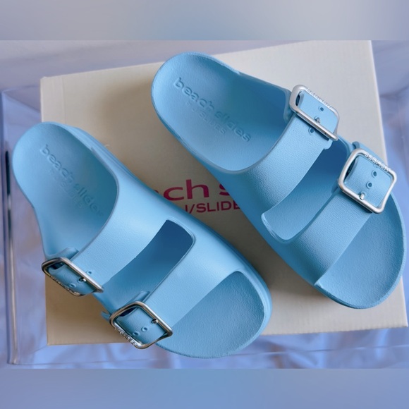 J/Slides SIMPLY B Sky Blue EVA Platform Light Blue - Silver Buckles Size 8 NIB - Picture 12 of 14